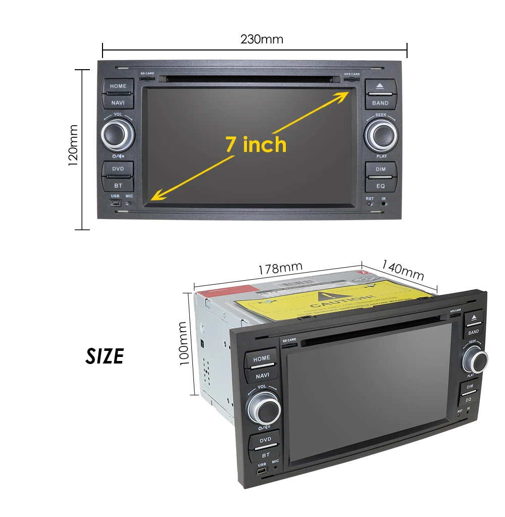  Hizpo Car Multimedia Player GPS Android 9.0 2 Din For Ford/Mondeo/Focus/Transit/C-MAX Car Radio Blu