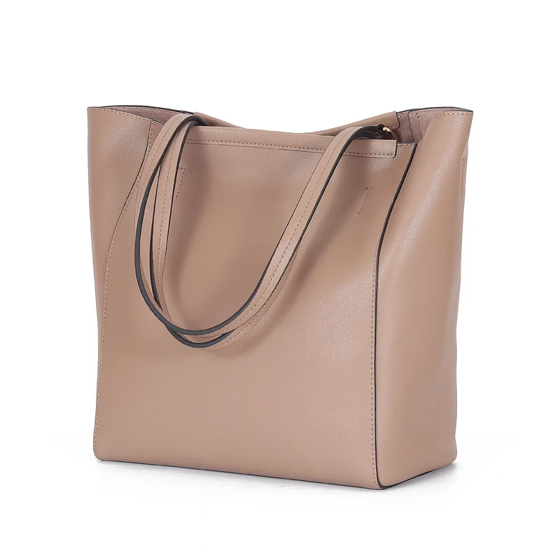 Новейшие женские сумки через плечо из натуральной кожи, повседневные сумки высокого качества, мягкая большая сумка-тоут, женская сумка для покупок, bolsos mujer - Цвет: Khaki