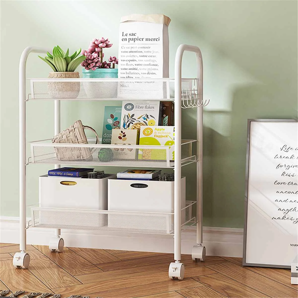 

Multifunction Storage Rack Holder Shelf Removable Kitchen Organizer Stand Shelvings with Wheels Storage Tools 3/4/5-Tier
