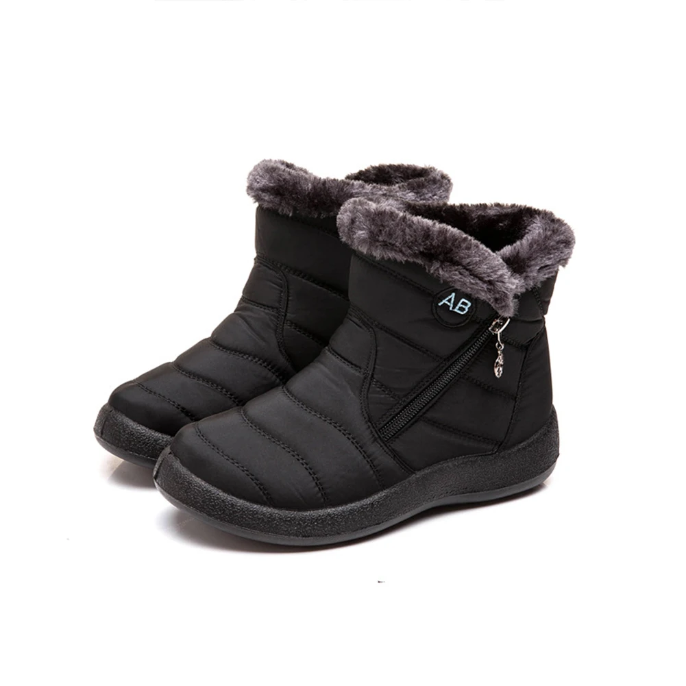 

Newest Women Snow Boots Walking Ladies Non Slip Side Zipper Ankle Shoes Winter Warm Casual Plush Lined Waterproof Solid Outdoor
