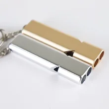 2000 hot Survival Whistle High Decibel Double Pipe Whistle Stainless Steel Alloy Keychain Cheerleading Emergency Multi Tool