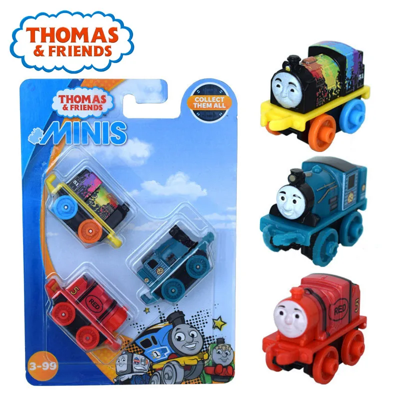 Паровозик Thomas& Friends Minis, 3 шт. в упаковке, литая под давлением игрушка, персонаж Джеймс Перси, паровозик, мини-игры, карманные игрушки CHL60 Brinquedo для детей - Цвет: FNB99