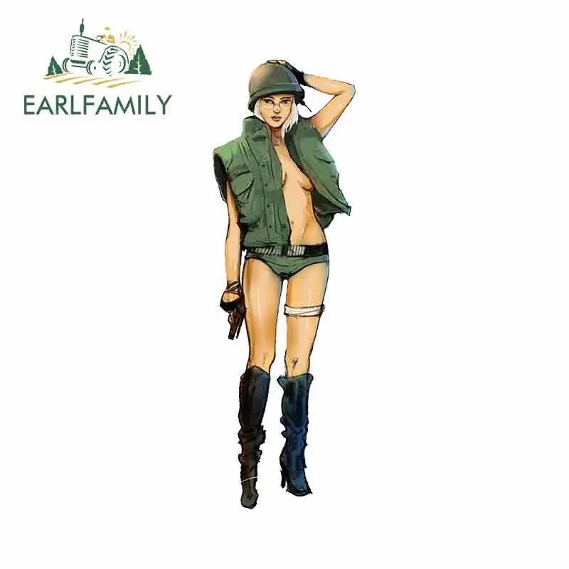 

EARLFAMILY 13cm x 6.5cm Beautiful Soldier Car Sticker JDM Polyethylene Sunscreen Waterproof Motorcycle Helmet Car Accessories
