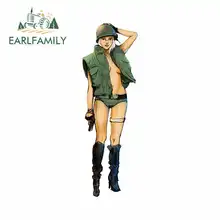 EARLFAMILY 13cm x 6.5cm Beautiful Soldier Car Sticker JDM Polyethylene Sunscreen Waterproof Motorcycle Helmet Car Accessories