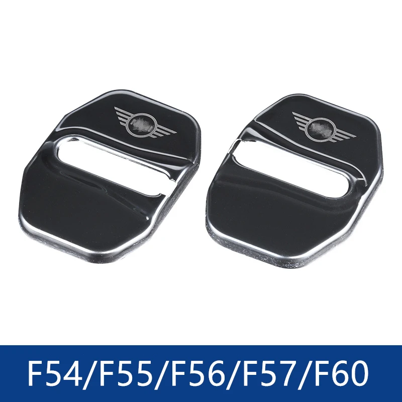Автомобильный нержавеющий стальной дверной замок крышка для MINI COOPER F54 F55 F56 F57 F60 украшения ржавчины Защитная крышка модификация автомобиля 2шт - Название цвета: Bright black-Logo