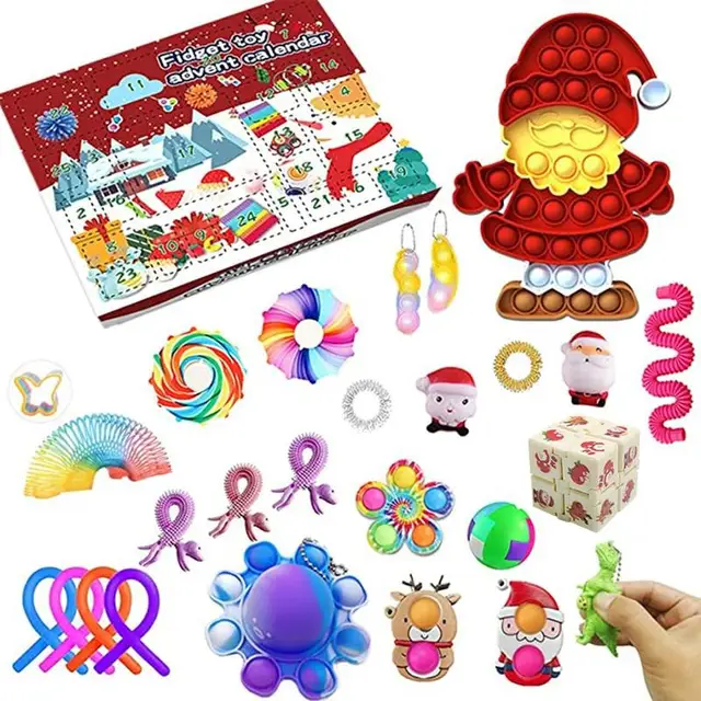 2021 Fidget Toys Advent Calendar Christmas Gift 24 Days Pack Set Anti Stress Kit Stress Relief Figet Toy Blind Box Kids Gift H
