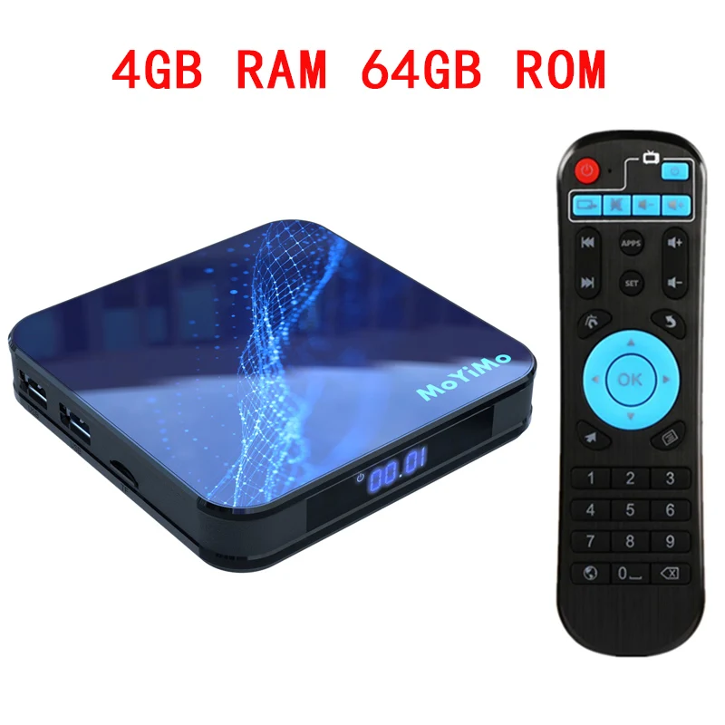 4G 64G Normal remote Android 9,0 Smart tv BOX MoYiMo-M5 RK3318 Четырехъядерный 4 Гб 64 Гб 4 к Wifi BT4.0 Google голосовой помощник Netflix Youtube телеприставка - Цвет: 4G 64G Normal remote