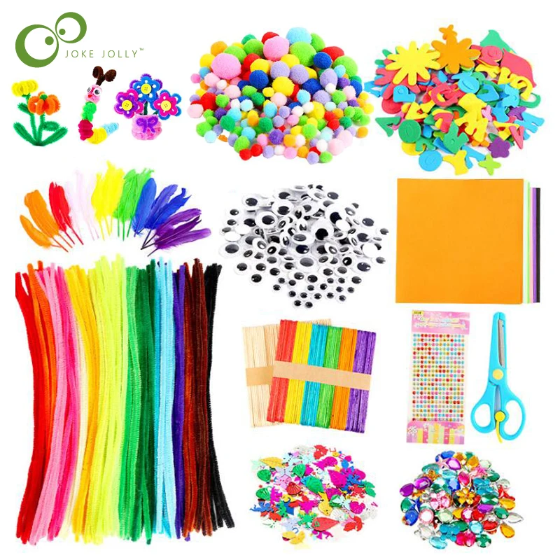 Diy Craft Toy Set Popsicle Sticks Plush Stick Pom Poms Googly Wiggle