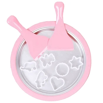 

Cartoon Mini Ice Cream Maker Fried Yogurt Machine Ice Cream Roller Rolling Pan with 2Pcs Fried Ice Shovel for Kids-Pink