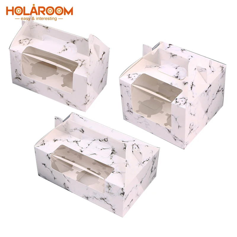 Holaroom 10 шт. Мрамор зерна картона торт упаковочная коробка DIY печенья коробочка для