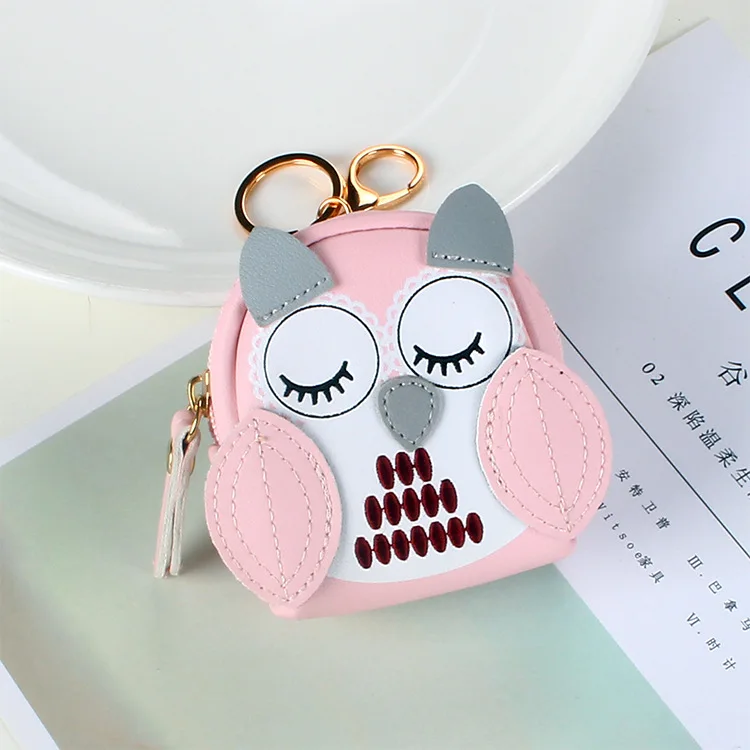 Children Cute Cartoon Owl PU Zipper Wallet Small Change Bag Key Pouch Coin Purse Clutch Key Holder Storage Bag Wallet
