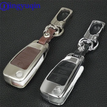 

jingyuqin for Audi A4L-A6L-Q5-A3-A8-A5-A7-S5-S6-S7 Zinc Alloy+Leather Remote Key Cover Case 3 Buttons Car-styling