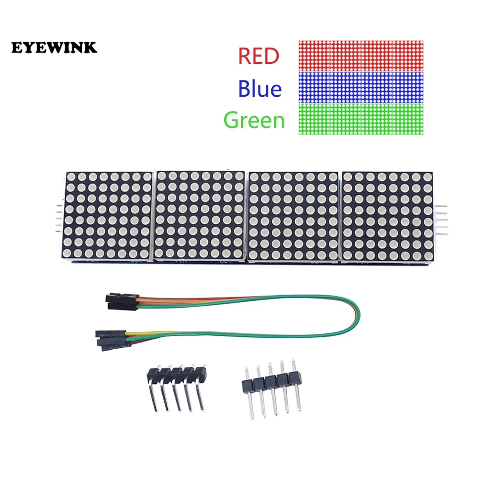 Модуль точечной матрицы MAX7219 для микроконтроллера Arduino 4 в одном дисплее с линией