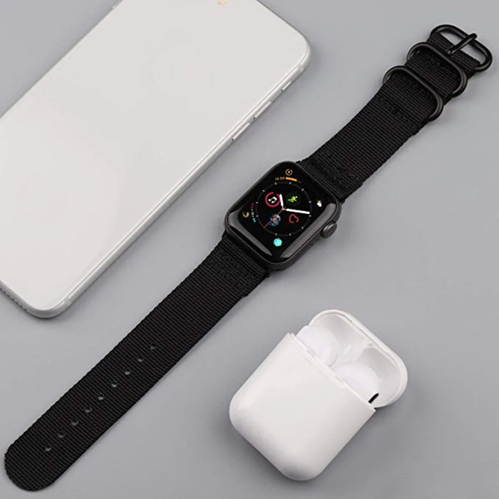 苹果尼龙三环表带 黑色 (3)