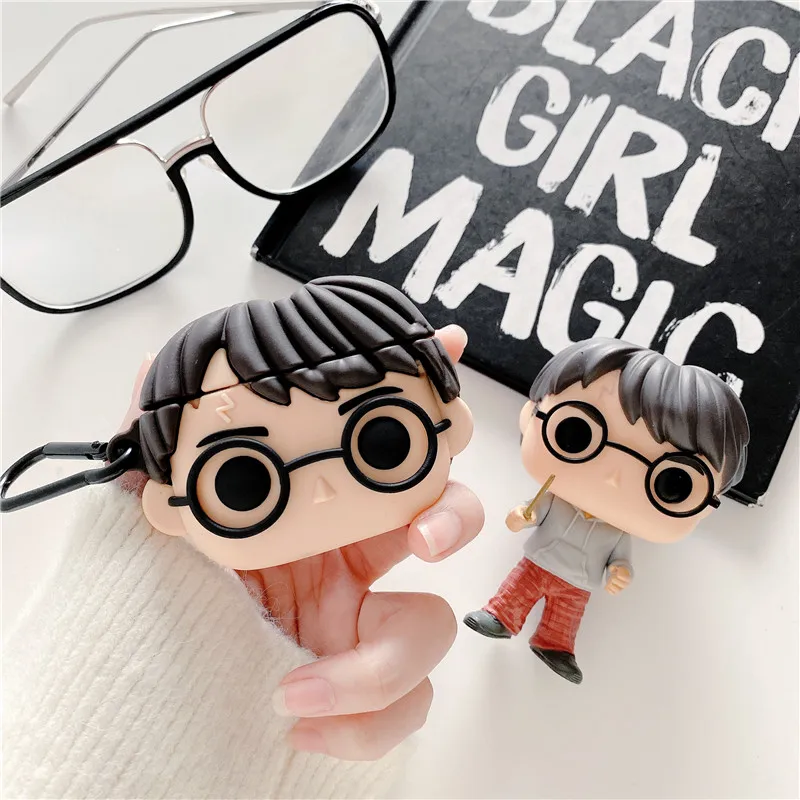 

For Airpods 1 2 3 Cute Boy Harries Potter Soft Earphone Case for AirPods Pro Headphone 3D Cartoon Silicone Cover Case with Hook