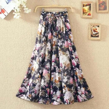 

High Waist Boho Print Long Skirt Vintage Women Clothing Retro Floral Beach Maxi Skirts Chic Style Female 2020 Summer Skirt Jupes