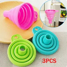 Embudos plegables portátiles de silicona, Mini embudo plegable, embudo dosificador líquido, tolva, herramientas de cocina, 3 uds.