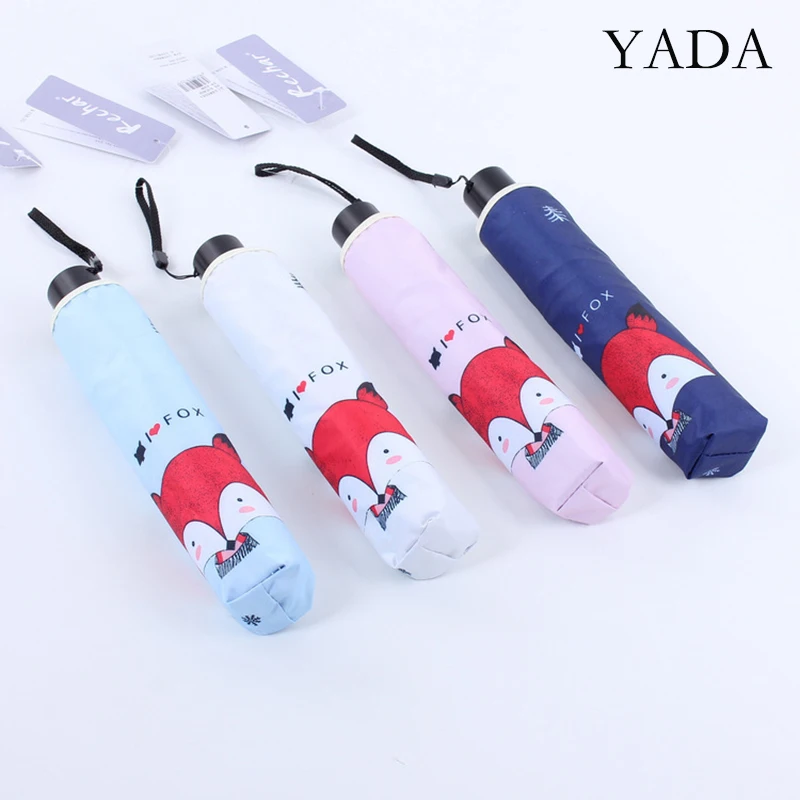 

YADA 2022 New Anime Cartoon Fox Pattern Umbrella Women Men Rainproof Umbrella Parasol Rain Sun Light Cartoon Umbrellas YD200316