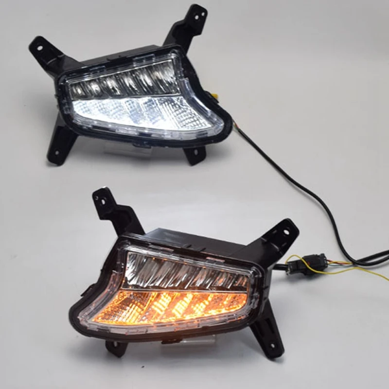 

LED Fog Lamp for Hyundai Santro 2018 2019 DRL Daytime Running Lights with Yellow Turn Signal Light Drl