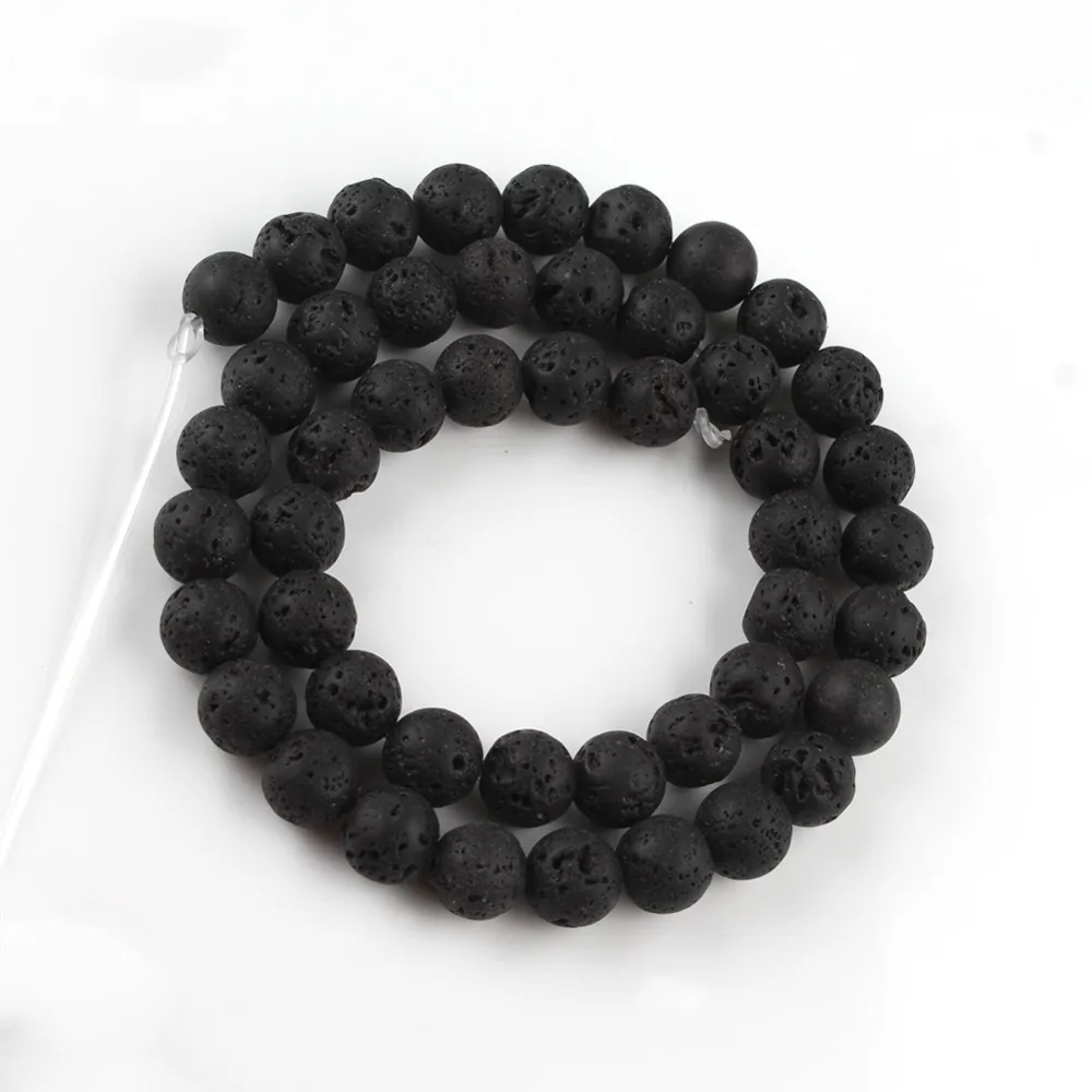 MJDCB Electroplate Black Natural Volcanic Lava Stone Round Loose Stone Beads DIY for Jewelry Bracelet Making 6mm