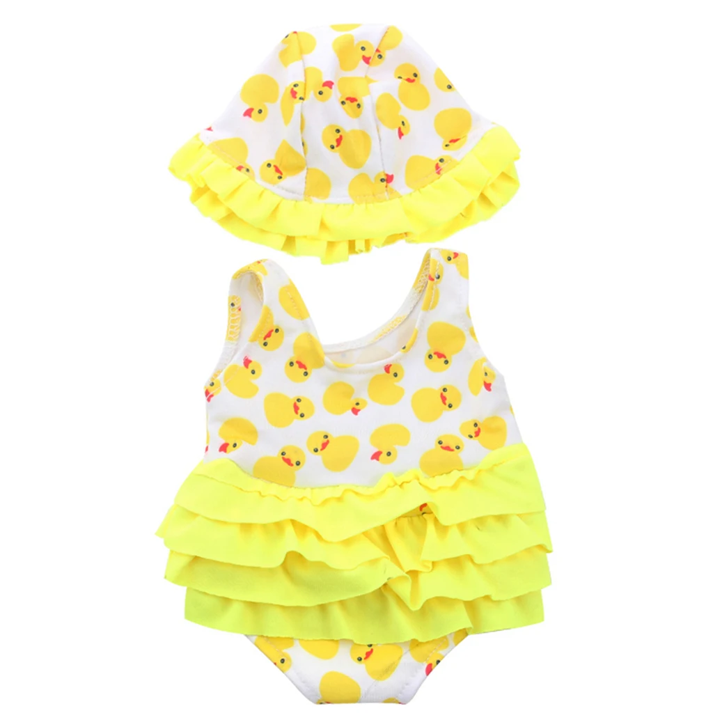 18inch American Doll Clothes Accessories - Swimsuit Dress Hat Outfits, Swiming Pool Dress Up Complete Look, 2 Colors for Choose