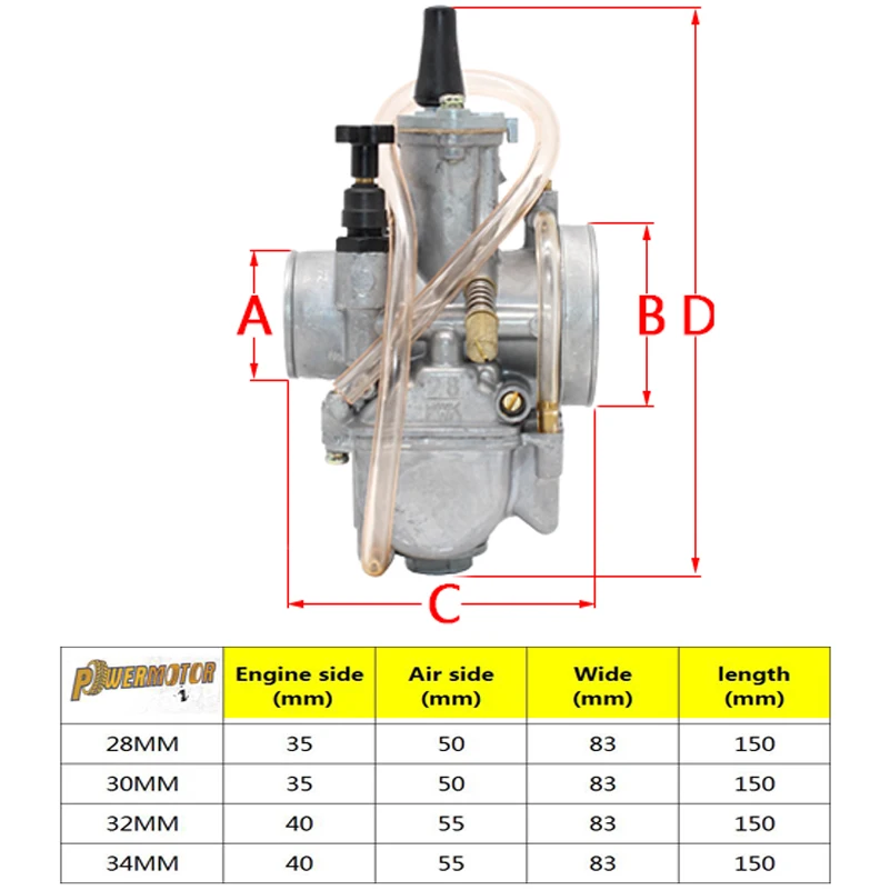 PowerMotor, универсальный карбюратор для мотоцикла Koso OKO 21, 24, 26, 28, 30, 32, 34 мм с мощной струей, Dirt Bike 125cc 250cc Carburader