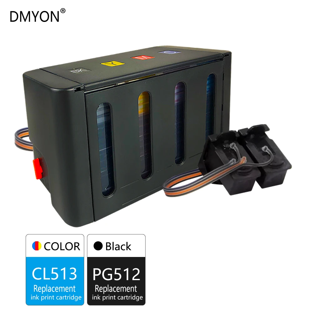 

DMYON Replacement for Canon PG512 CL513 CISS Bulk Ink Cartridges for Pixma MP282 MX320 MX330 MX340 MX350 MX410 MX420 Printer