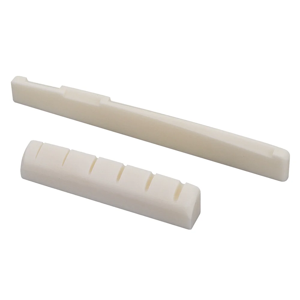 Left/Right Guitar Bridge Saddle Nut 6 String Made of Real Bone for Acoustic Guitar 43&times;6&times;9mm 72/76&times;3&times;9mm
