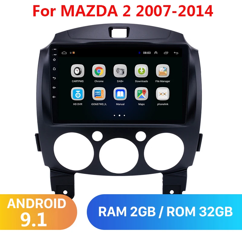 9 дюймов Android 9,1 2 Din Dvd Автомобильный мультимедийный видео плеер для Mazda 2 2007- 2din Авторадио gps Навигация стерео радио Wifi