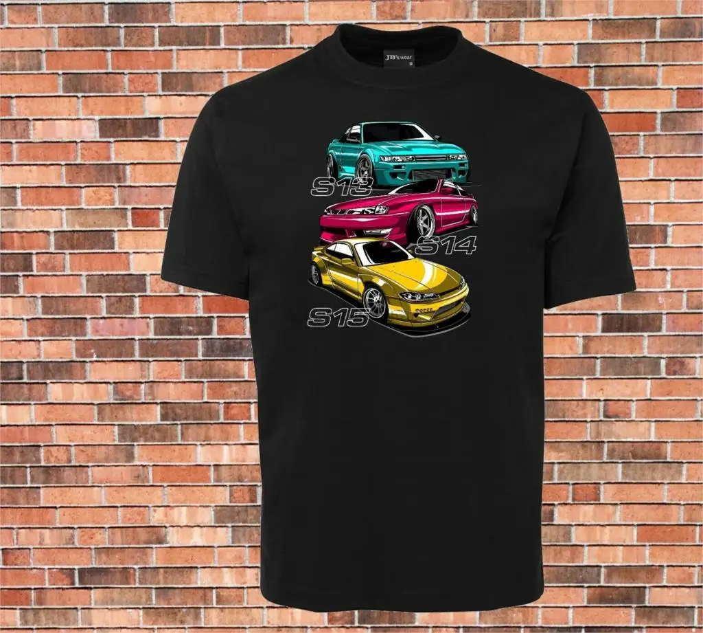 

JBs Black T-shirt Nissan s-chassis S13 S14 S15 Great New Design Racing Drift