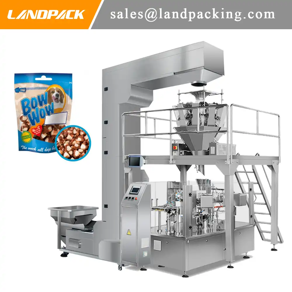 Download Free Multihead Weigher Automatic Weighing Dog Food Doypack Packaging PSD Mockup Template