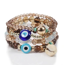 4 шт./компл. Сплав Бусины-подвески для браслеты из нержавеющей стали для женщин разноцветный бисер декоративные Многослойные манжеты, браслеты на запястье для вечерние