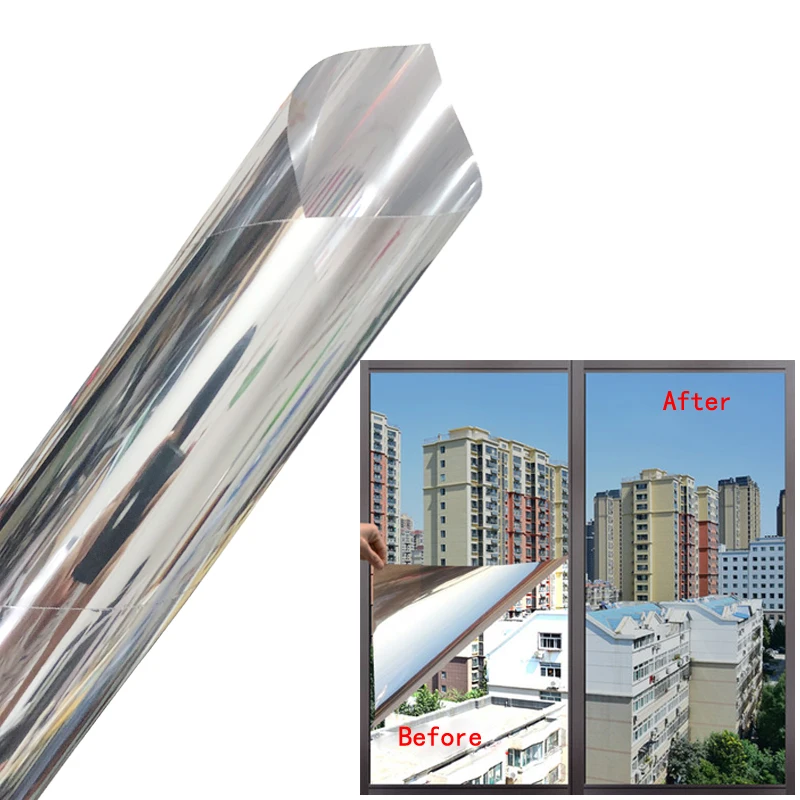 Multi-Width Length 3/6 Meter One Way Mirror Window Film.Self-adhesive Reflective Privacy Glass Tint,Heat Control Solar film