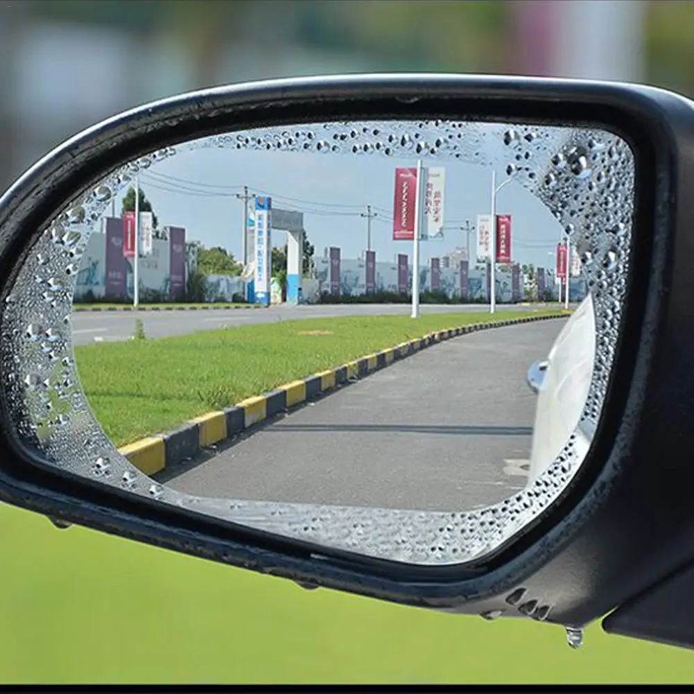 2Pcs Round Oval Rainproof Car Rearview Mirror Sticker Anti-fog Film Rain Shield 