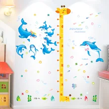 

Height Measure Wall Stickers DIY Cartoon Giraffe Dlophins Animals Wall Decals for Kids Bedroom Children Nursery Home Decoration