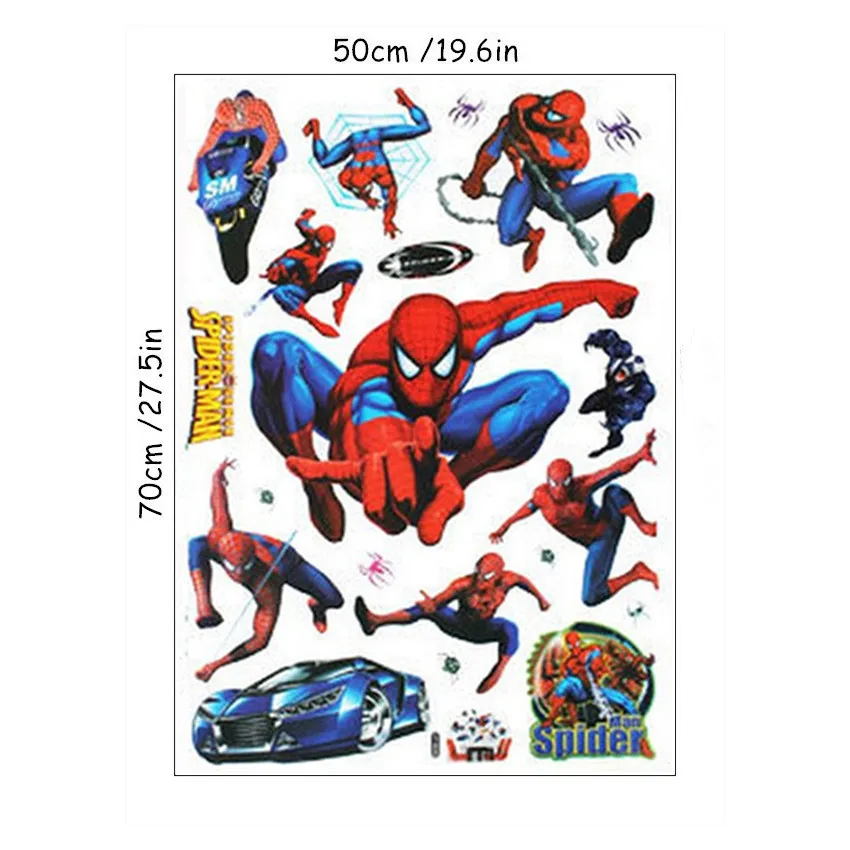 Новые Аниме игры наклейки на стену супер забавные Марио 3d Виниловые наклейки детская комната детская декорация мультфильм обои 70*50 см - Цвет: XY8090 Spider-Man