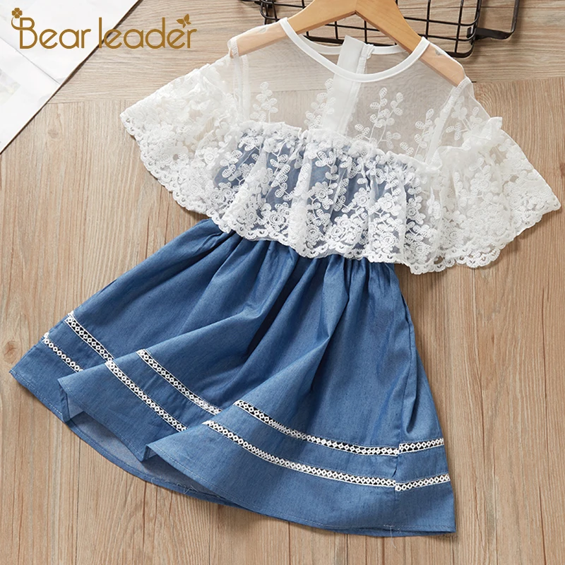 

Bear Leader Girls Dresses New Summer Kids Party Dress Denim Lace Casual Dress Kids Clothing Floral Costume Girls Children Suit