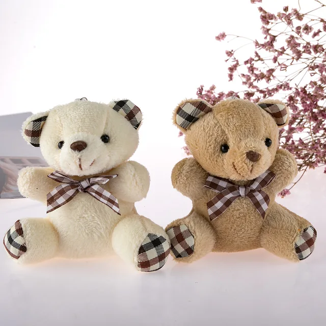10CM Cute Bow Tie Teddy Bear Keychain Schoolgirl Bag Pendant Little Bear Doll Wedding Throw Christmas Gifts To Boyfriend 1