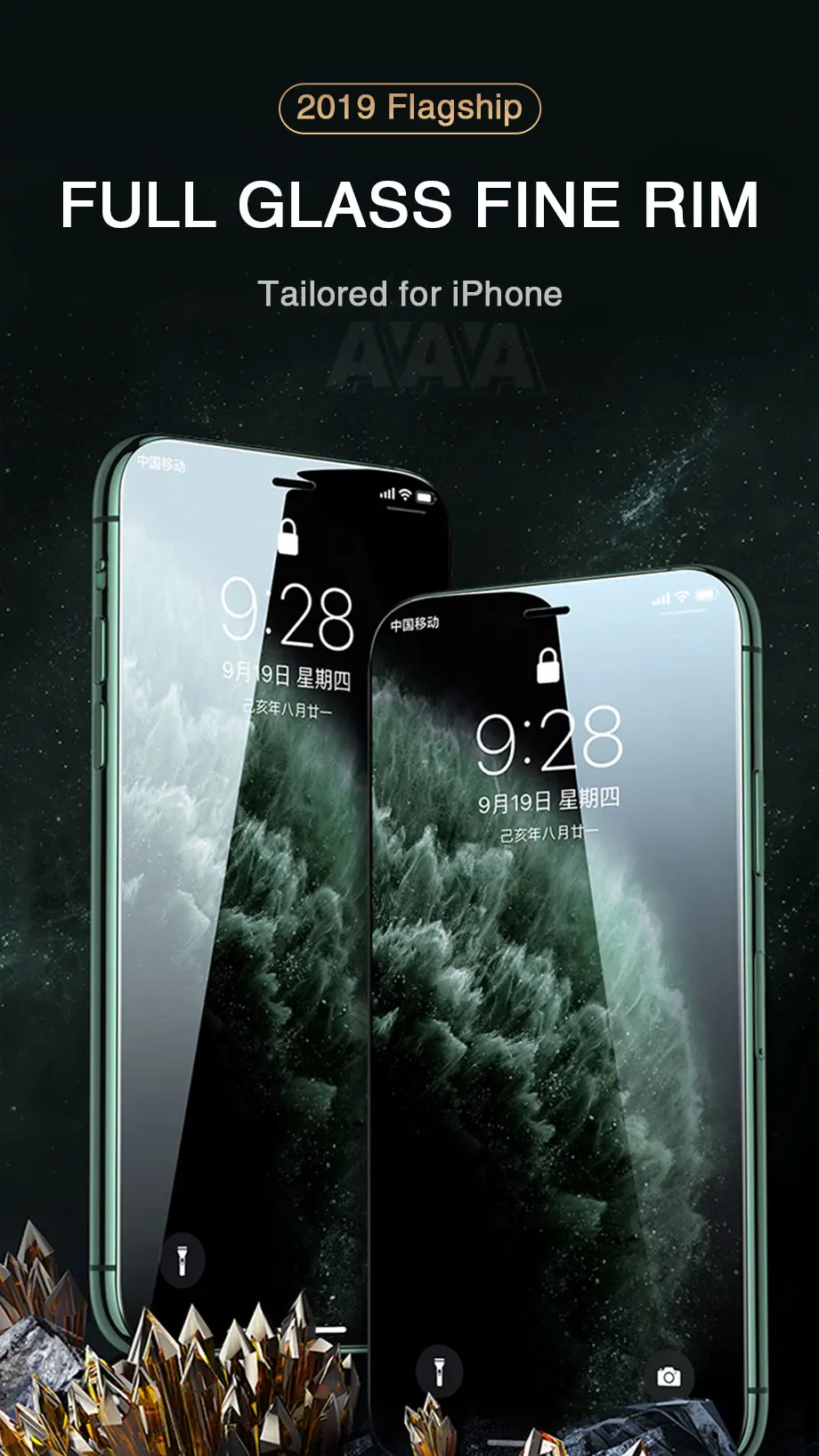 Защитное стекло AAA+ для iPhone 11 Pro Max, закаленное защитное стекло с закругленными краями для X XS Max XR, полностью закрывающее стекло