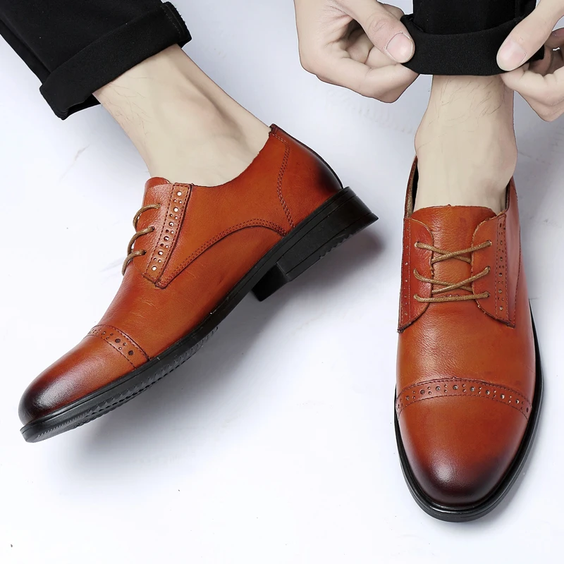 

Handmade High Quality Men Shoes Genuine Leather Dress Shoes British Outdoor Lace Up Oxfords Shoes Men