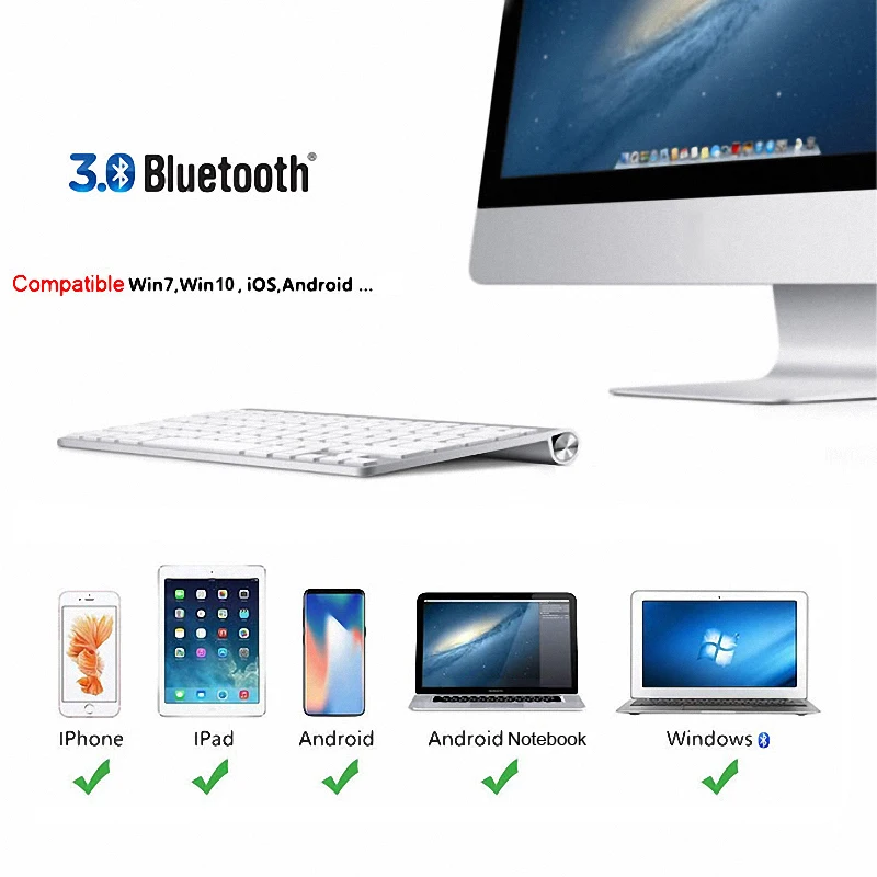 Ультратонкая клавиатура Bluetooth высокого качества бесшумные планшеты и смартфоны