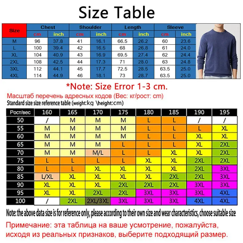 6Colors Sweater Pullovers Men 100% Merino Wool Sweater Jumpers Man Winter Warm Mercerizing Fleece Sheep woolen Male knitwear 4XL 01