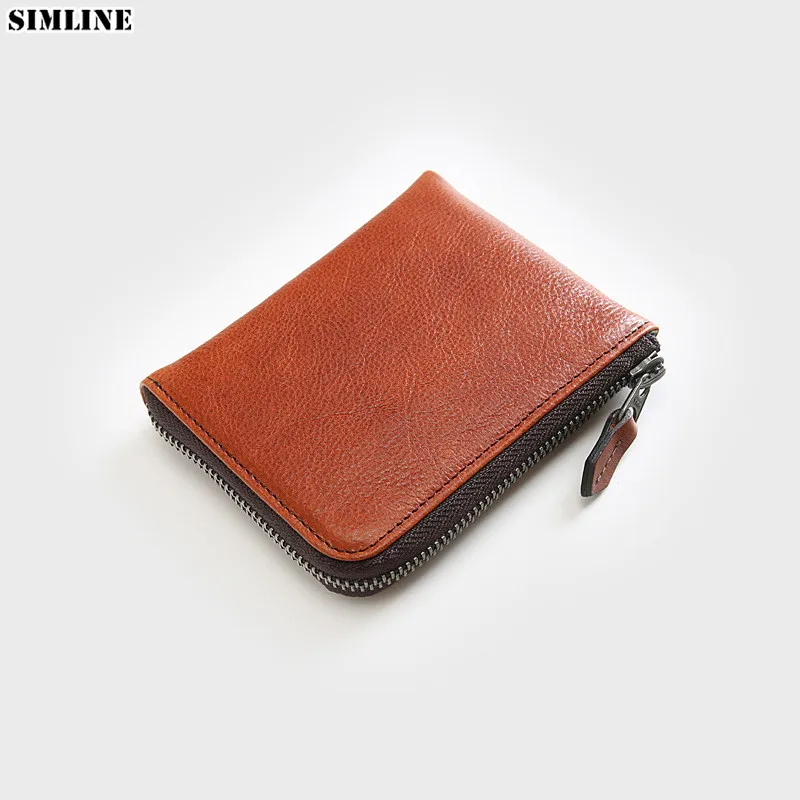 

2019 Genuine Leather Wallet For Men Women Vintage Vintage Short Small Zipper Wallet Purse With Coin Pocket Card Holder Money Bag