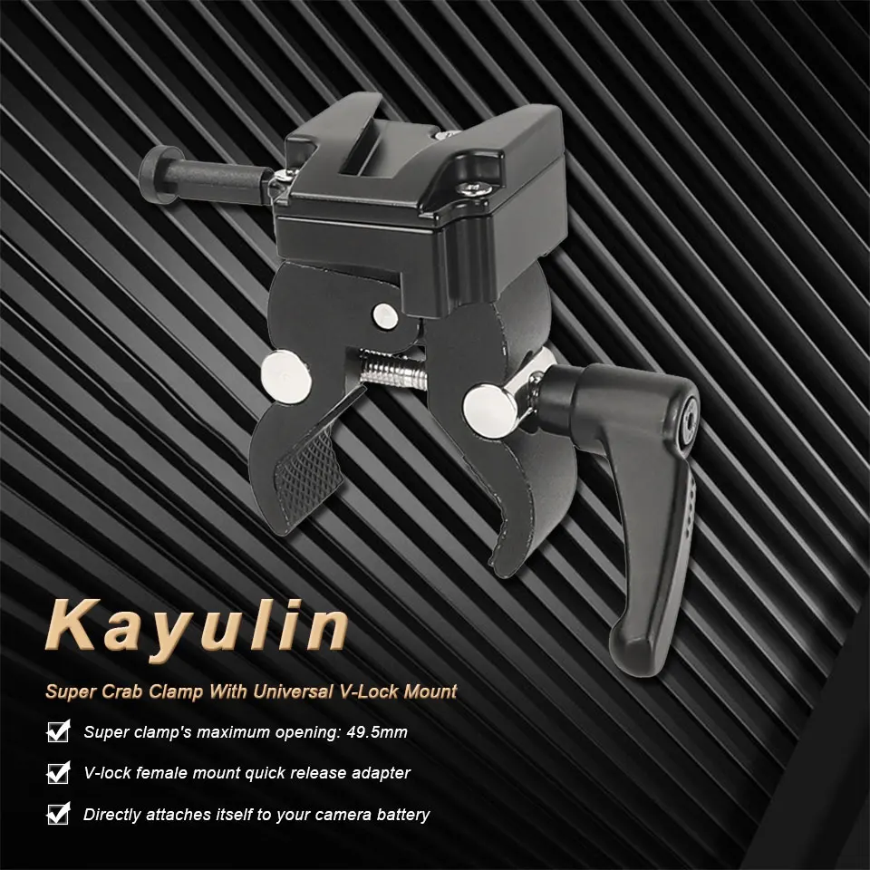 Description Picture 2 of itemKayulin Camera Super Clamp With Universal V-Lock Mount Quick Release Adapter For Iconic Brand DSLR Camera Battery Photo Studio Accessory