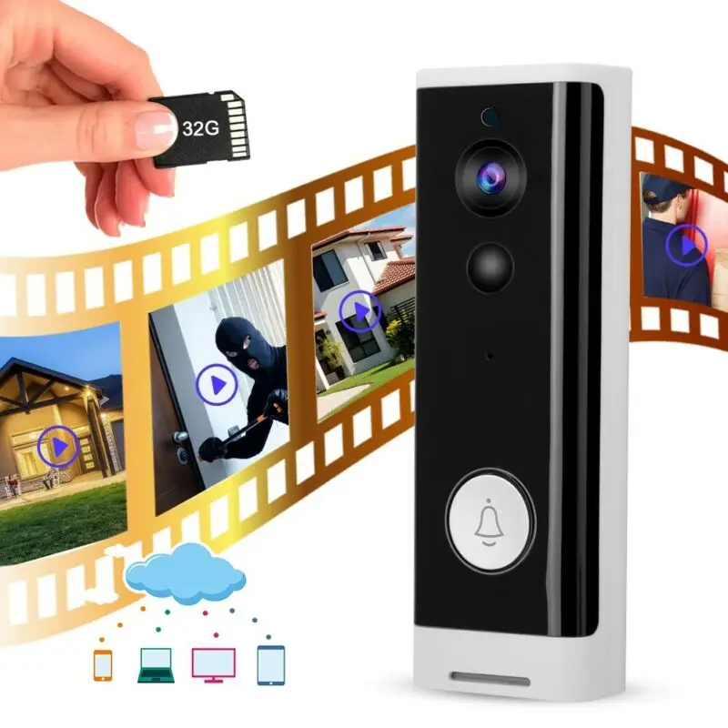 

1X Doorbell+1X Dingdong Machine Home Alarm Wireless Intercom Smart Wifi Doorbell Mobile Phone Remote Video