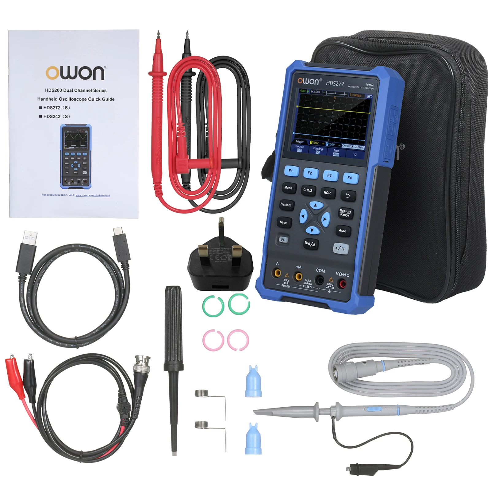 Owon Hds272/hds272 2in1 Handheld Oscilloscope Multimeter Digital True