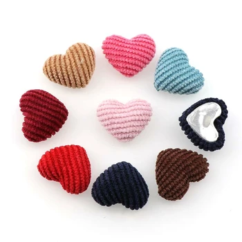 

20pcs Corduroy Flat Bottom Cloth Love Heart-shaped Buttons Colorful DIY Handmade Earrings Jewelry Accessories for Women