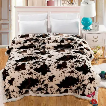 

Super Soft Warm Thick Fluffy Fuzzy Mink Blankets Double Layer Animal Cow Skin Pattern Print Twin Full Queen Size Winter Blanket
