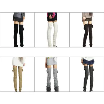 

Women Girls Winter Braided Cable Knit Thigh High Long Leg Warmers Solid Color Crochet Thermal Boots Cuff Socks with Pompom Ball