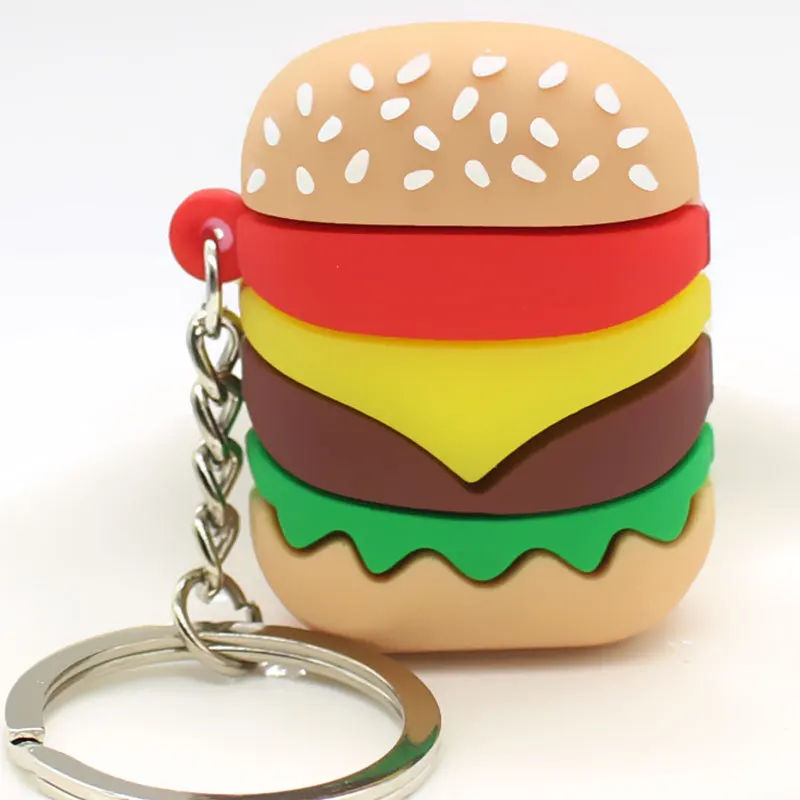 

Creative simulation Hamburg Key Chain Soft fries Keychain popcorn KeyRing Bag pendant Of Business Food promotion giveaway K2397